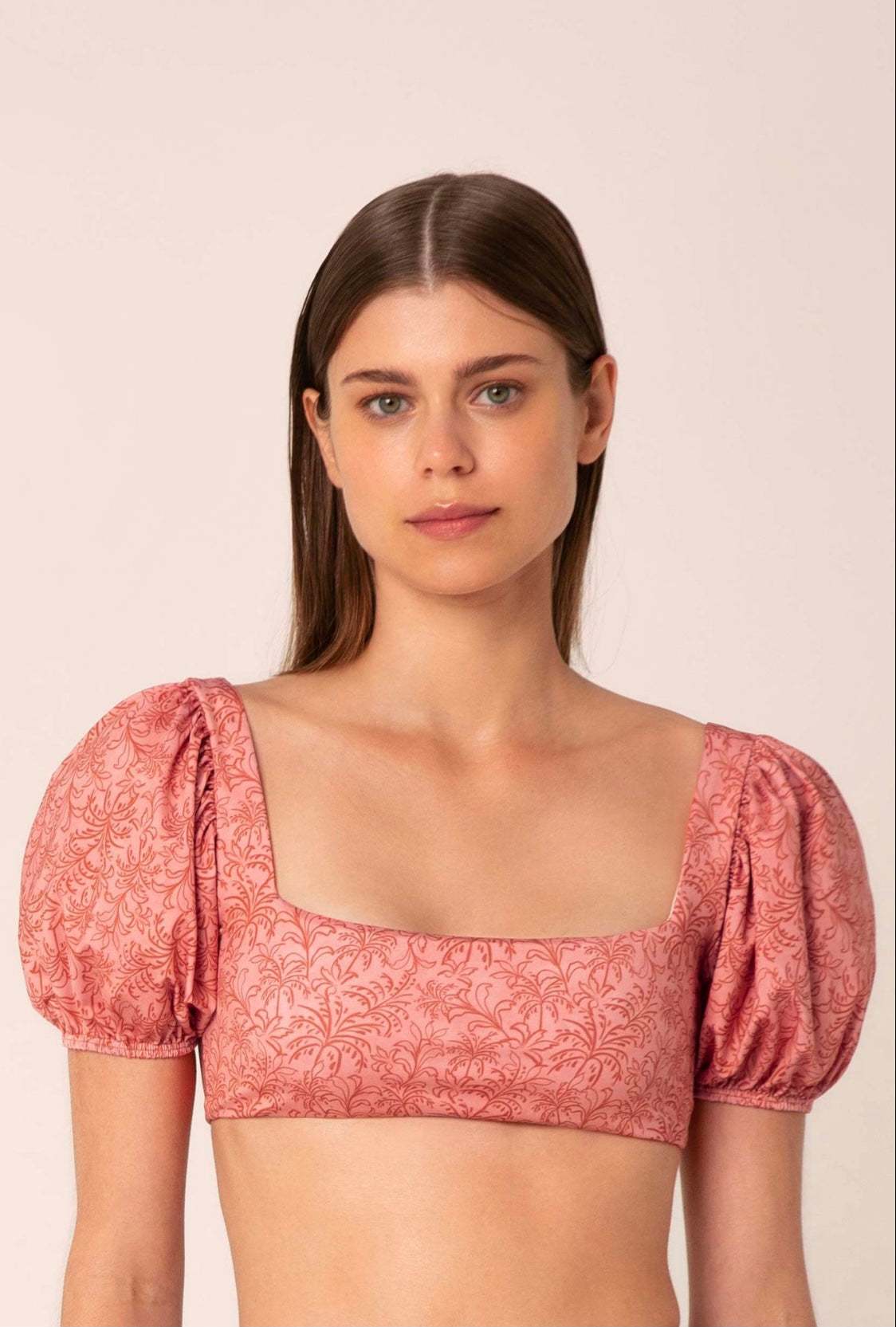 Puff sleeve bikini top