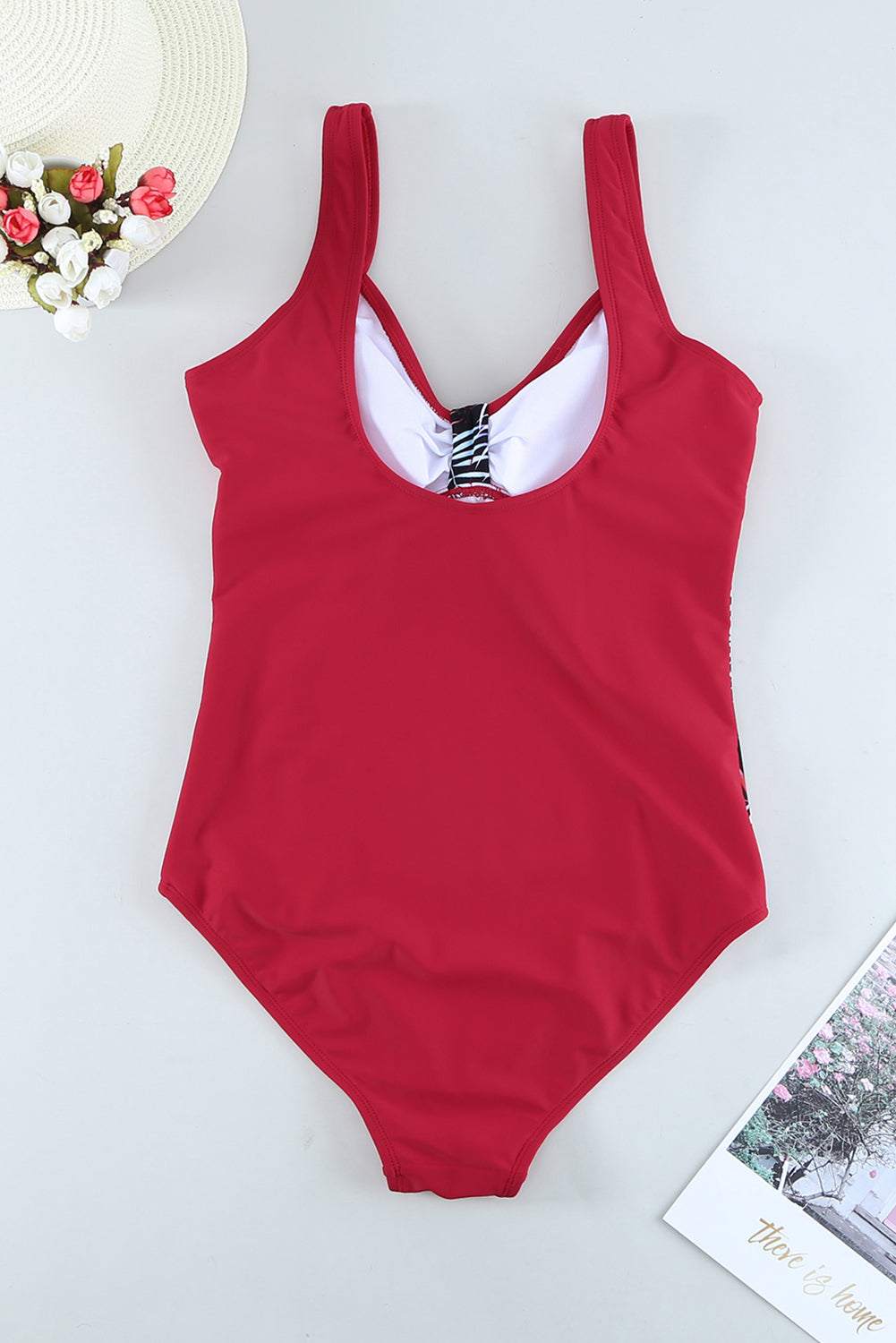 Red one piece swimsuit