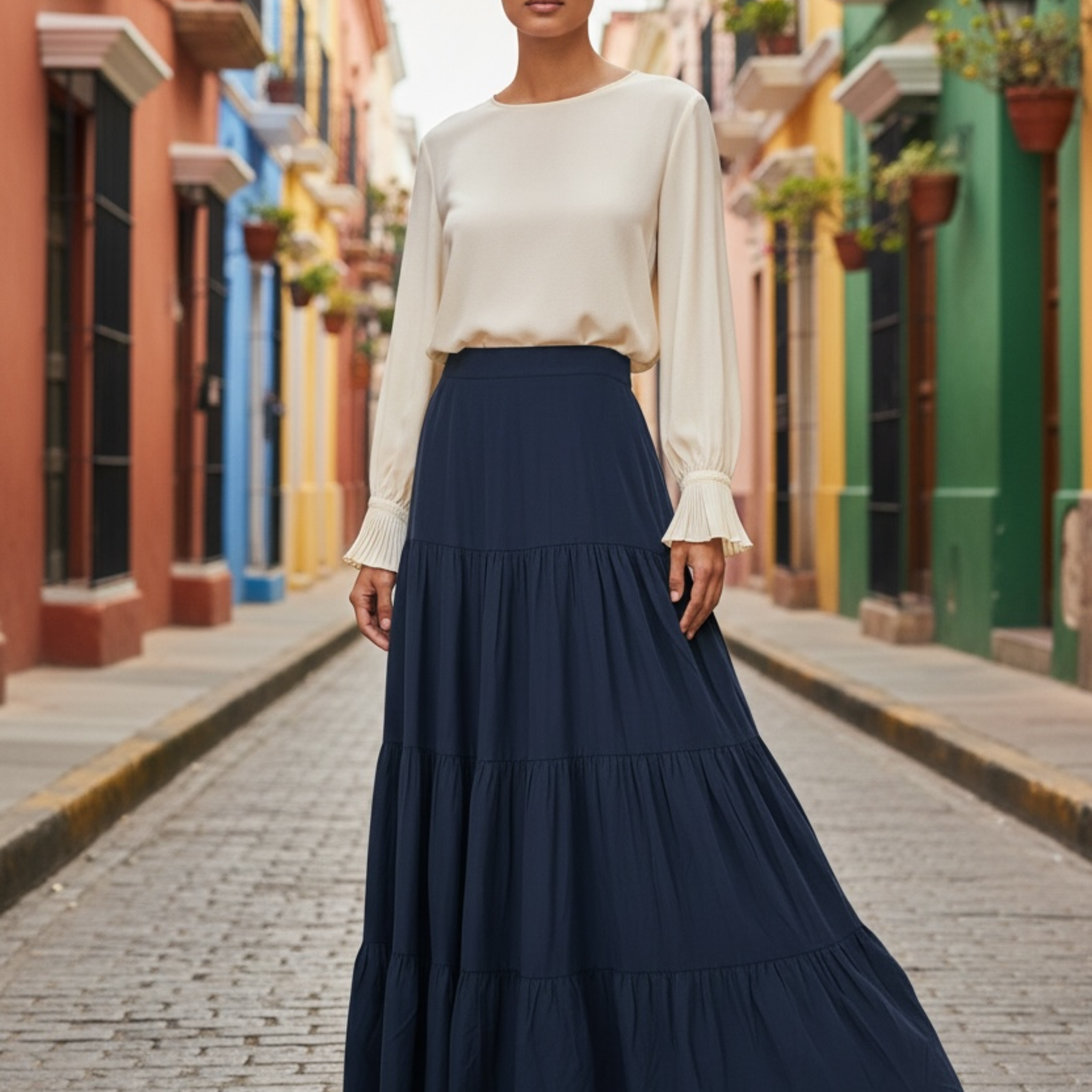 Tafetta maxi skirt